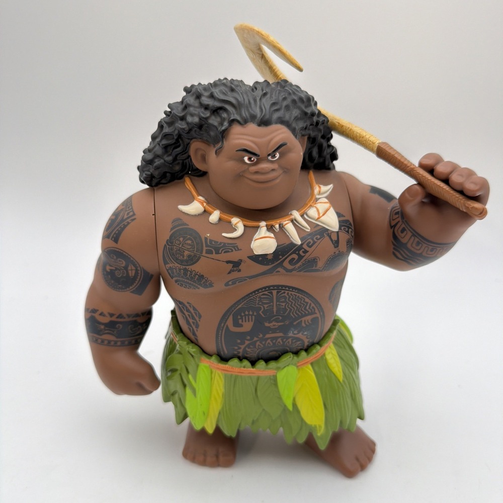 Maui Character Figure w/ Hook, Leaf Skirt, Plastic. 8 in.